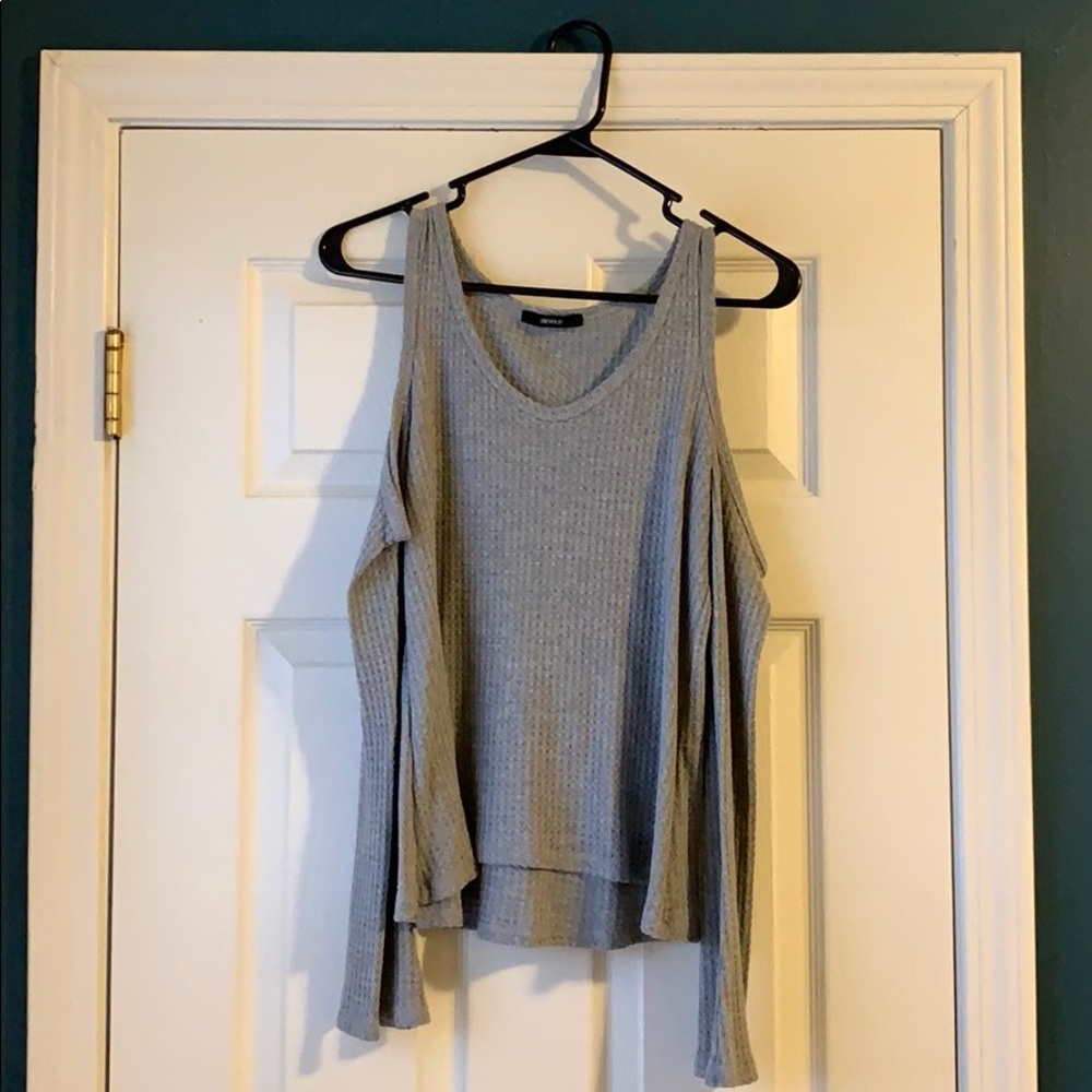 Gray Forever 21 Cold Shoulder Sweater